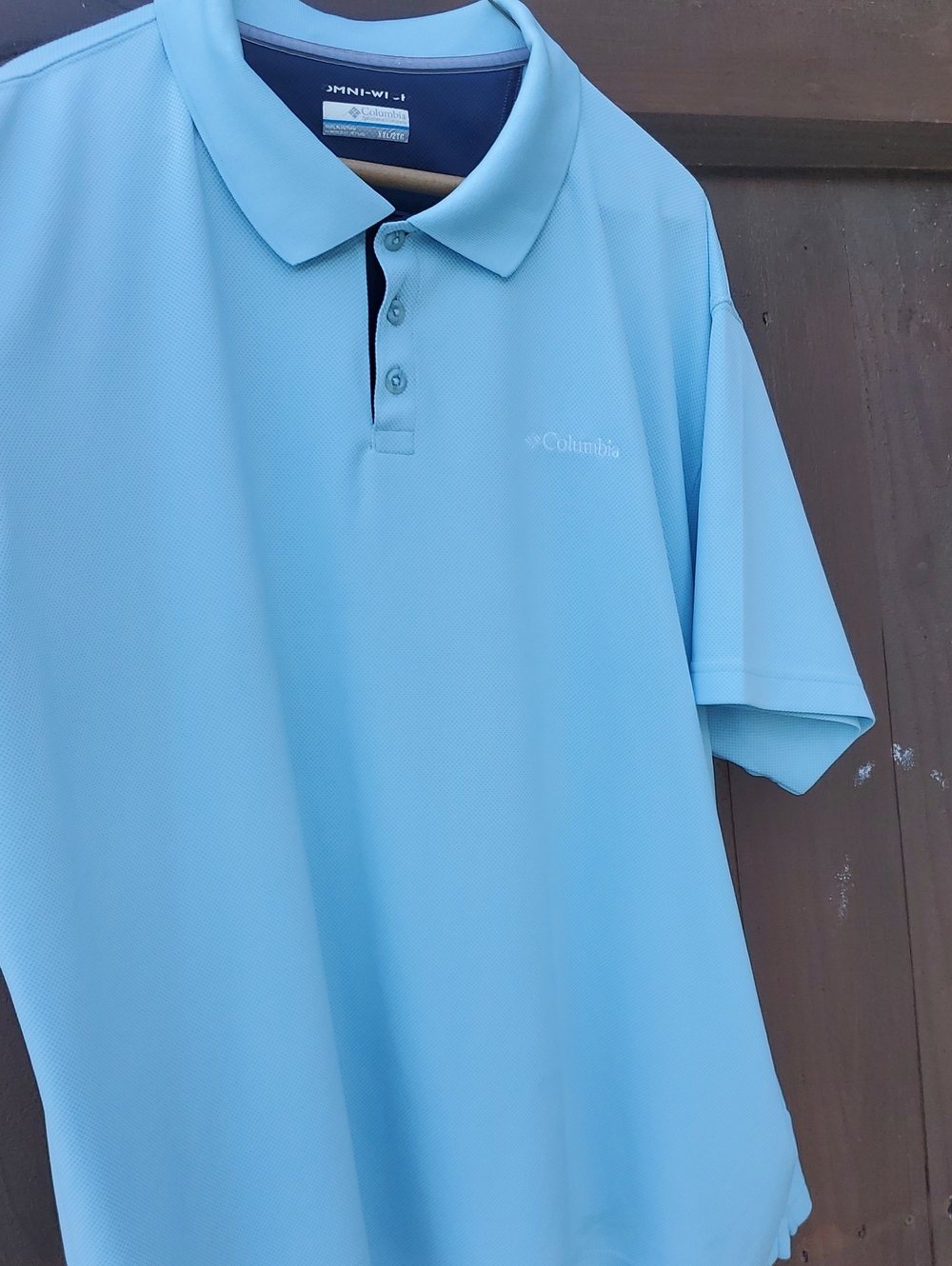 Mens XXL Columbia Sky Blue Short Sleeve Polo